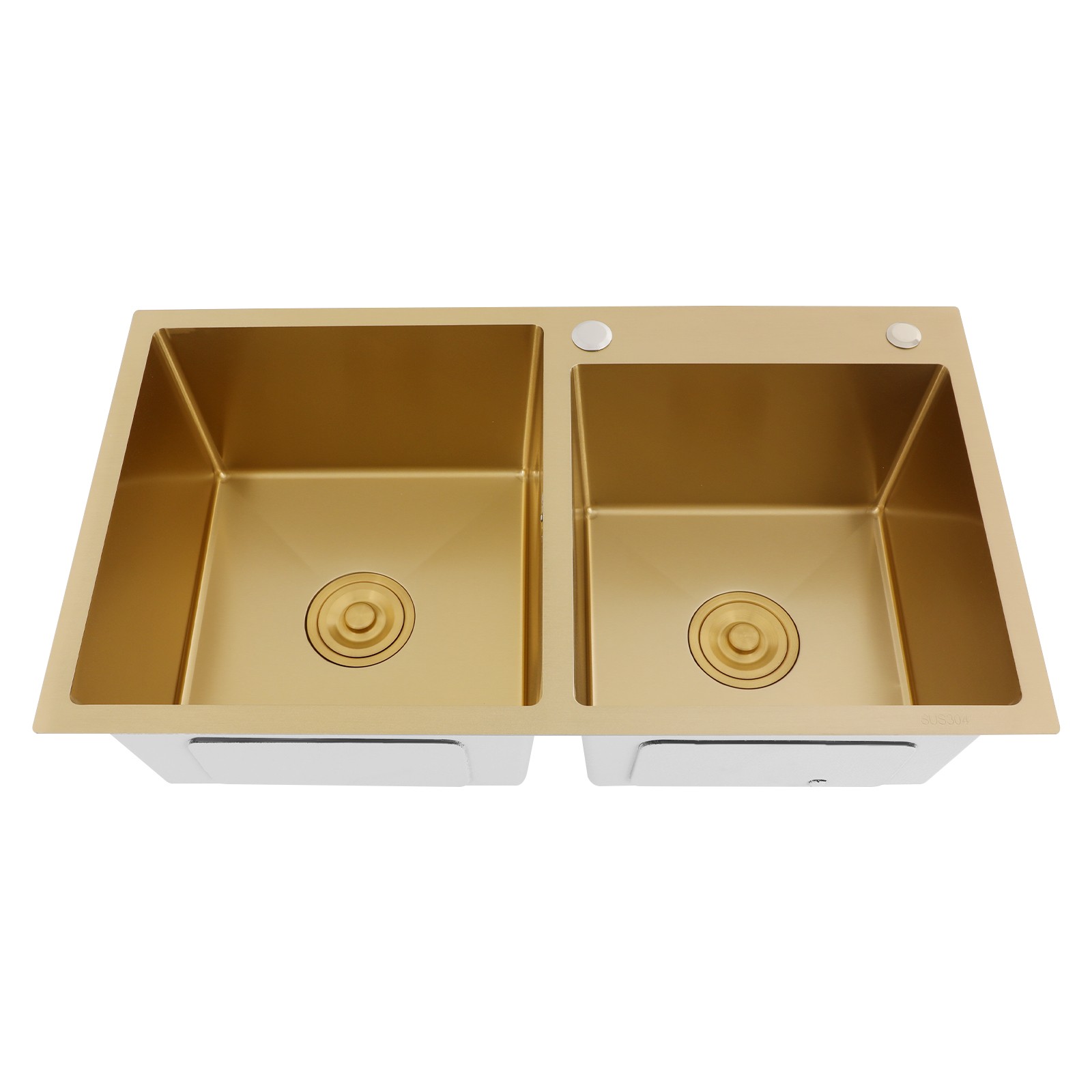 Undermount Workstation Kitchen Sink Double Bowl Stainless Steel Sink Gold