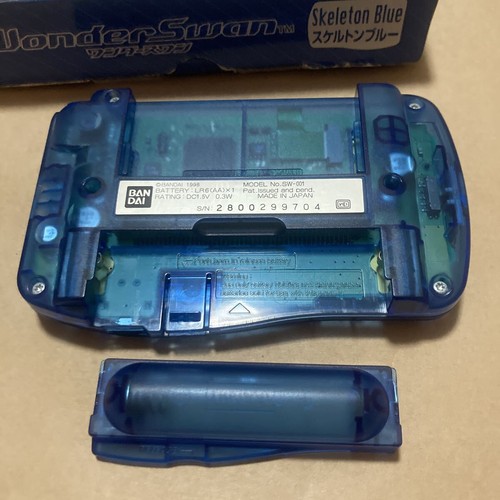 Bandai WonderSwan Console Scheletro Blu SW-001 Scatola Manuale Testata - Foto 4 di 10