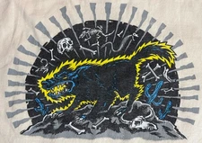 Santa Cruz Kendall Logan T-Shirt Beige Large Graphic Wolf Skeleton Skateboard T