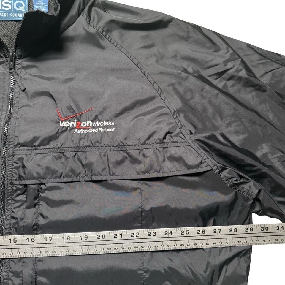 Chaqueta cortavientos vintage Verizon Employee Harvard cuadrada negra para hombre 2XL Foto 4 de 4