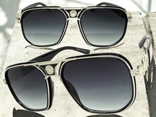 Classy Vintage Retro Hardcore Hip Hop Rapper Style SUNGLASSES Black Silver Frame