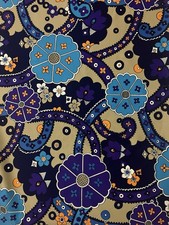 Vtg Medco Knit Polyester Floral Paisley Fabric 2.5 Yds Retro Hippie Mod Flowers