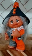 OOAK DAM 604 Troll Doll, Updated Orig. Outfit, New Wool Hair & Glass Eyes