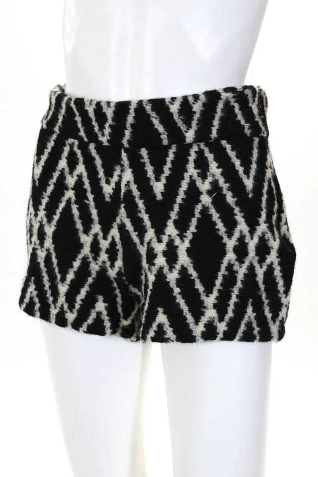 Pantalones cortos informales Blu Moon para mujer negros blancos Argyle difusos talla 1 Foto 2 de 4