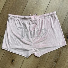 Juicy Couture bling velour Pink Shorts Size L Spell out