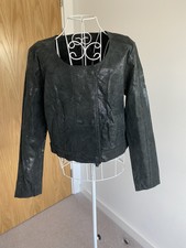 Phobia Leather Jacket Dark Green Real Leather Lizard Effect Size Eu 40 Uk 12