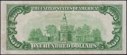 Fr.2152-G 1934 Chicago $100 Federal Reserve Note VF+ - Picture 2 of 2