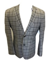   SHARP  EThomas Mens Gray/ Black Plaid Blazer/ Sport Coat / Jacket NWOT