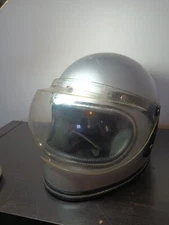 Vintage Grant  Motorcycle Helmet silver Full Face Bubble Visor M/L SPACE VIBES