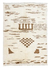 Alfombra turca suave para vivero 5x6 tejida a mano lana orgánica - felpa crema moca