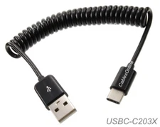 3ft USB-3.1 Type-C Male to USB-2.0 Type-A Male Coiled Cable, USBC-C203X
