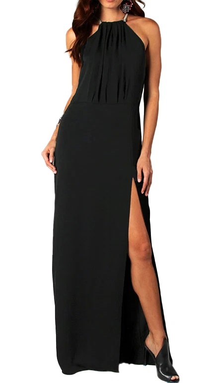 Vestido halter negro espalda abierta Halston Heritage talla 8 Foto 2 de 4