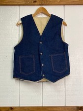Vintage 80s Sherpa Fleece Denim Vest S