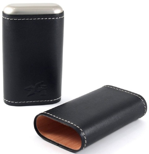 Estuche de viaje triple cigarro de cuero XiKAR Envoy - negro - en caja de regalo - 243BK - Imagen 1 de 2