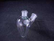 CHEMGLASS Glass 25mL 2-Neck 20° Pear Shaped Flask Heavy Wall Flask 14/20 1/PACK