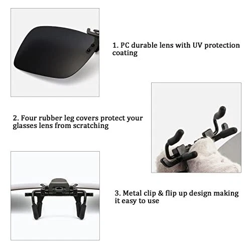 Óculos de sol com clipe não polarizado sobre óculos de prescrição para homens mulheres UV P... - Imagem 3 de 4