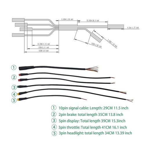 Premium Electric Bicycle Wire Harness DIY Waterproof 10 Cores Easy to Use
