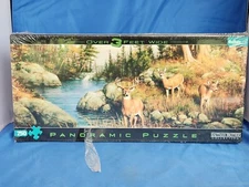 Panoramic 750 Piece Puzzle Deer & Pines Sealed 38.25" x 11.25" Hautman Brothers