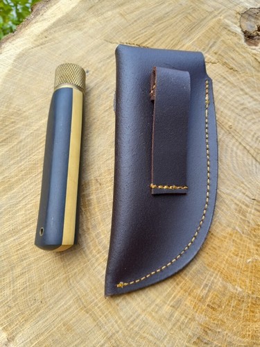 Jose da Cruz folding pocket knife, African Blackwood & Boxwood, w/ Leather Case. - Picture 5 of 5