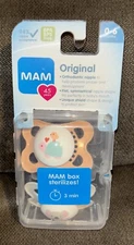 MAM Original Orthodontic Pacifiers Sterilizer & Carry Case {0-6M} 👣Pink Safari