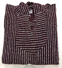 Mexican Poncho Baja Hoodie Surfer Skater Drug Rug Pullover Burgundy UNISEX
