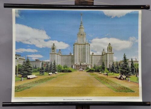 vintage poster wall chart, Lomossov University, Moscow, Russia, buildings - Picture 1 of 1