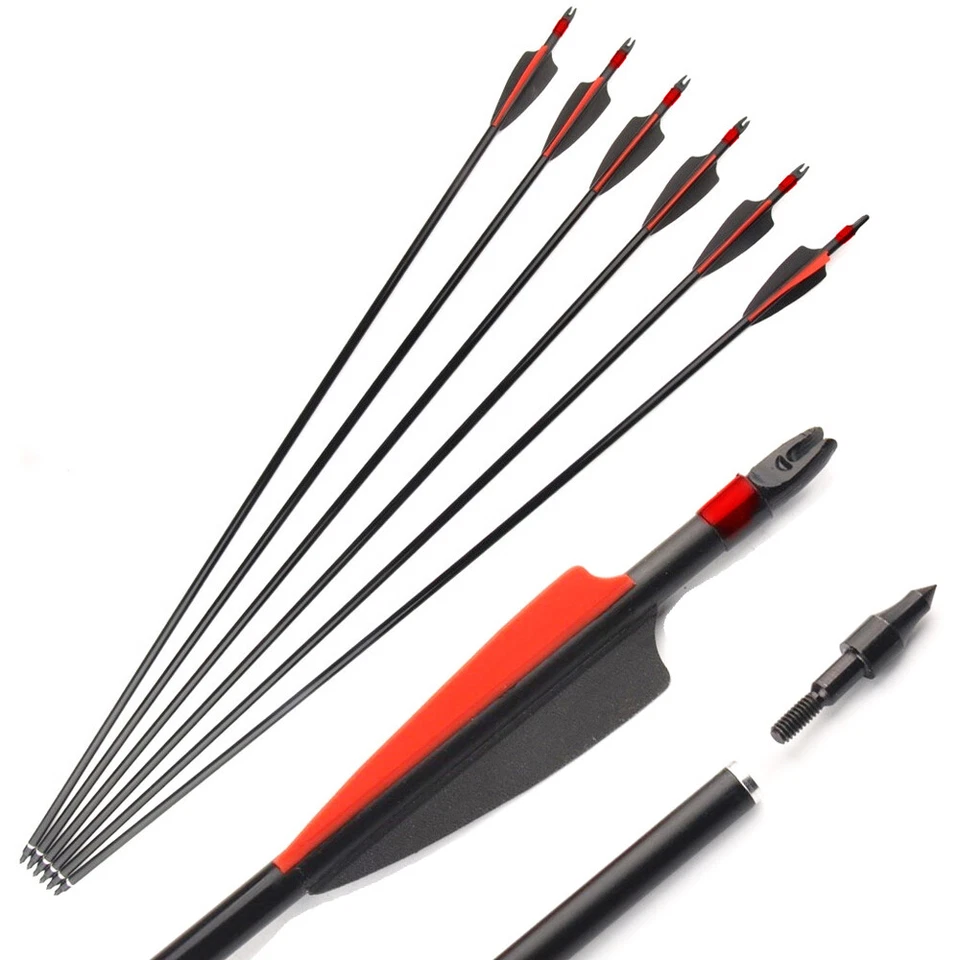 6/12Pcs 30" SP500 Fiberglass Arrows For Recurve/Compound Bow Archery Practice - Image 2 of 4