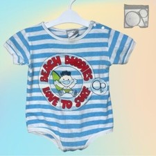 VTG 88' Ocean Pacific Blue/White S/S "Beach Buddies Love To Surf" 18mnths