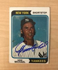 GENE MICHAEL NEW YORK YANKESS SIGNED DECEASED 1974 TOPPS CARD #299 W/COA