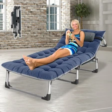 H&ZT Sleeping Cot Adult Outdoor Adjustable 4-Position Folding Camping Cot Chaise