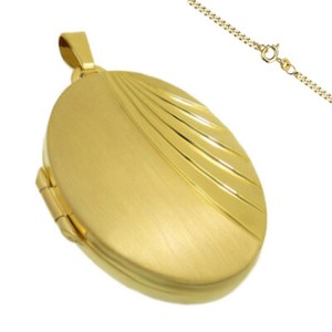 Authentic Medallion Oval Silver Yellow - Gold Plated 1A Amulet Medium 2 Photos Engraved