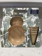 Tommy Bahama Melamine Wood Grain Melamine 12pc Dining set NEW