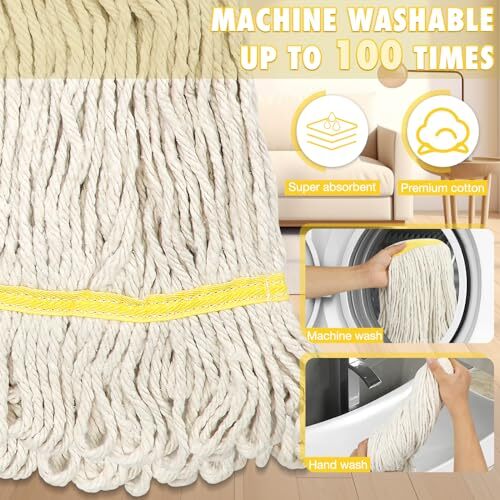 Commercial Mop Heavy Duty Industrial Cotton Mop with Long Handle,Looped