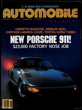 JUNE 1987 AUTOMOBILE MAGAZINE, PORSCHE 911, CORVETTE, MERKUR XR4Ti, TOYOTA SUPRA