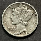 1944 D Mercury Dime 10 cents USA Coin 90% Silver Liberty Freedom WWII Circulated