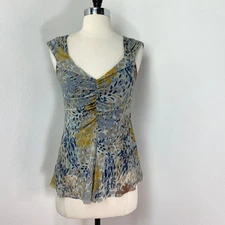 Weston Wear Gray Knit Tank Top Small Ruched Lined Boho Whimsy Fairy Goth USA