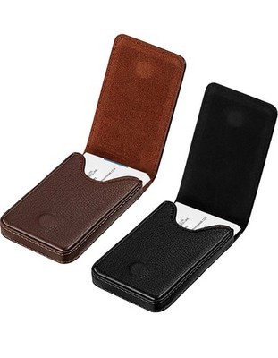 2 Pc Business Card Holder Or Wallet Set 1 Black And 1 Coffee PU Leather Magnetic