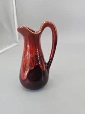 Drip Glaze Pitcher  Red Brown Pitcher Jug Vase With Handle 6"