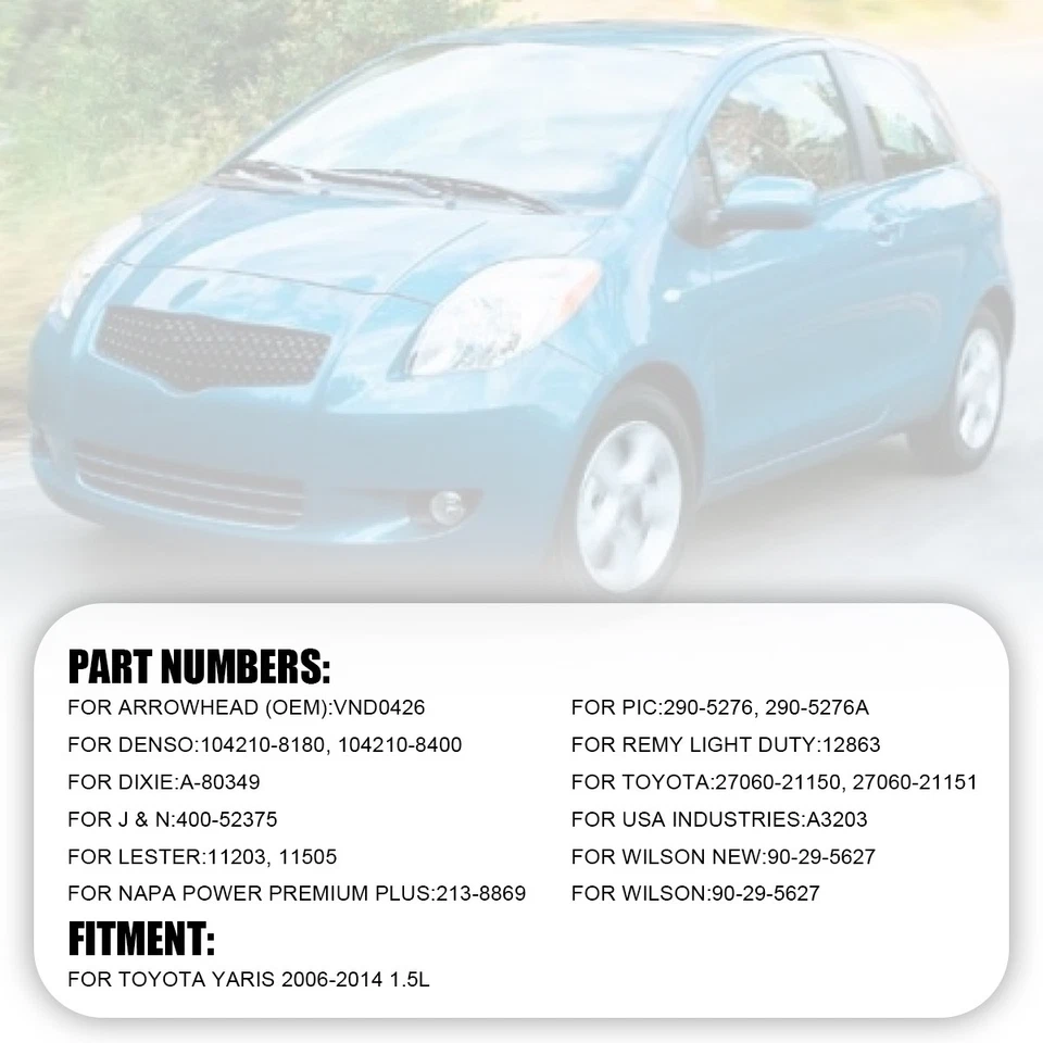 Alternator OEM 11203 11505 For 2006 2007 2008-2015 Toyota Yaris L4 1.5L 80Amp - Изображение 2 из 4