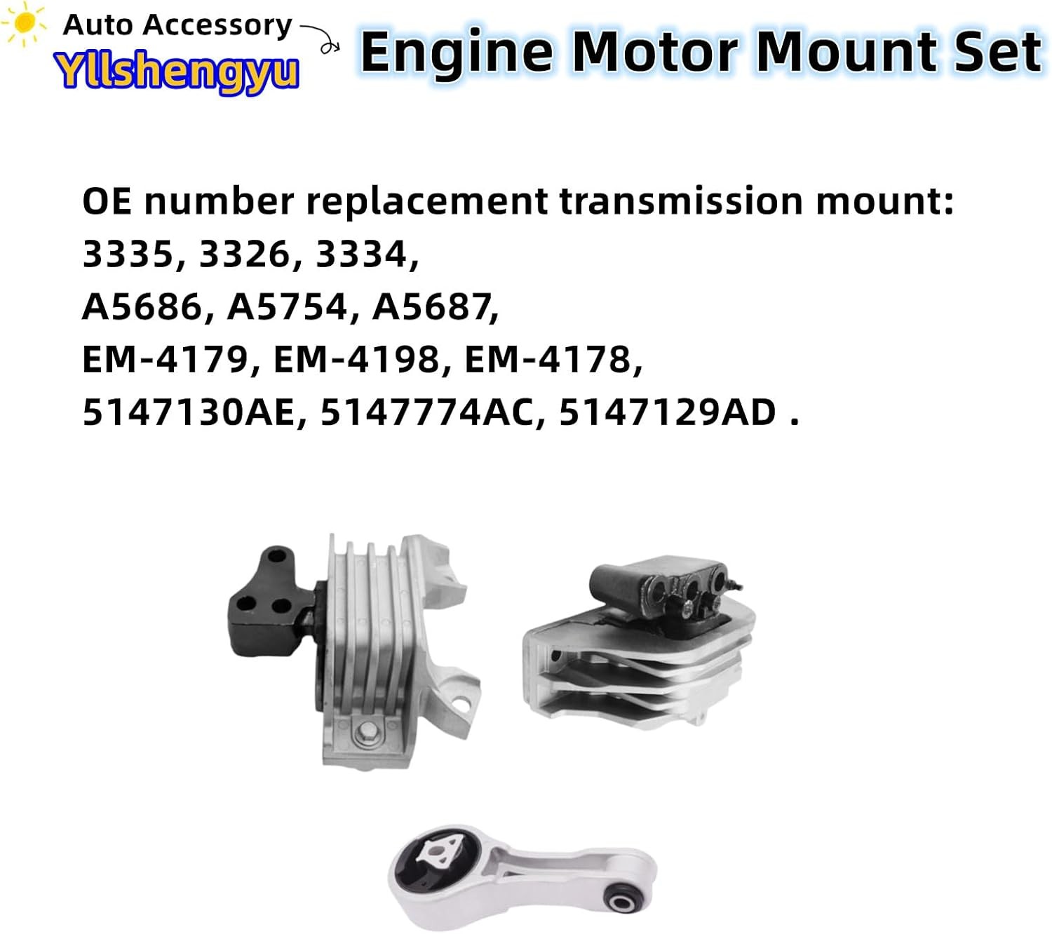 3pcs Engine Motor & Transmission Mount Kit for 2011-2020 Do-dge Journey 2.4L Rep