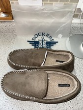 Dockers Men's Moccasin Slippers Size 14 Taupe Memory Foam House Shoes New
