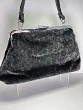 Sourpuss Leopard Faux Fur Frame Handbag Clasp Retro Rockabilly Goth Black P1