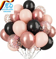 Luftballons Schwarz Und RoséGold, 60 StüCk 12 Zoll Luftballons Geburtstag Latex