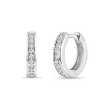 Clear CZ Huggie 7mm Toddler / Kids / Girls Earrings Hoop - 14k White Gold