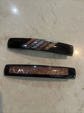 Vintage French Clip Hair Barrette Lot Glitter Sparkle Disco 4.5  