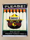 VINTAGE 12x9.5" PLEASE! HELP SMOKEY PREVENT FOREST FIRES PORCELAIN OIL GAS SIGN