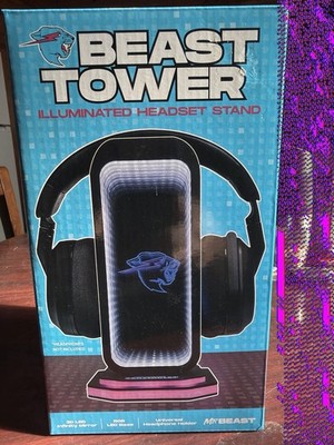 MrBeast Beast Tower LED Headset Stand RGB Infinity Mirror USB NEW