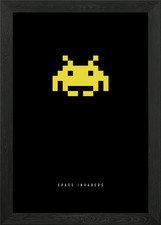 Minimalist Space Invaders Framed Wall Art Poster Canvas Print Picture