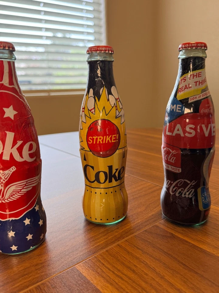 Лот из 6 алюминиевых бутылок Coca-Cola — запечатанные ограниченные выпуски — коллекционная упаковка - Изображение 3 из 4