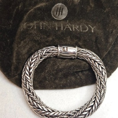 John Hardy Vintage 925 Sterling Silber geflochtenes mehrsträngiges Armband 130,99 g JH